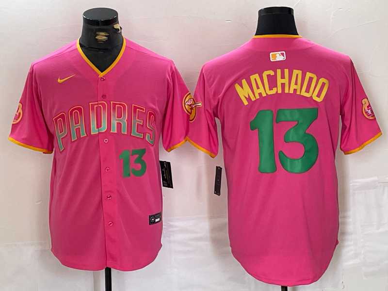 Men%27s San Diego Padres #13 Manny Machado Pink Cool Base Stitched Baseball Jerseys->san diego padres->MLB Jersey